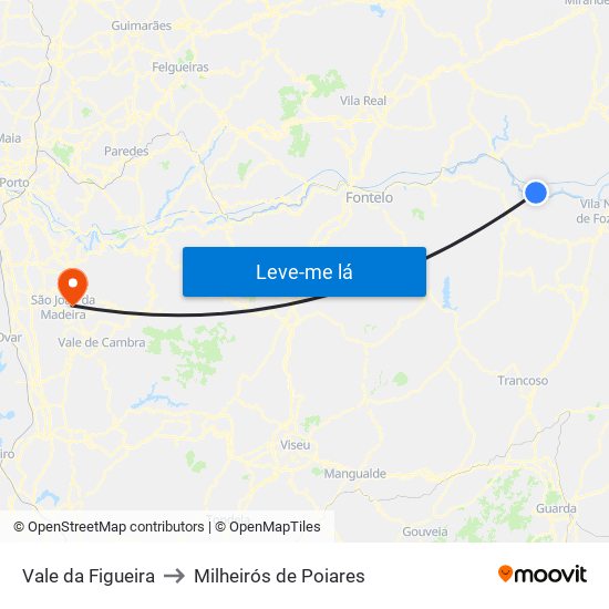 Vale da Figueira to Milheirós de Poiares map