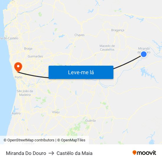 Miranda Do Douro to Castêlo da Maia map