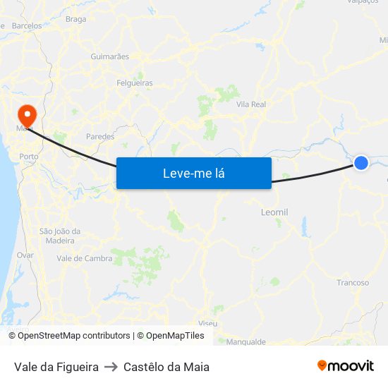 Vale da Figueira to Castêlo da Maia map