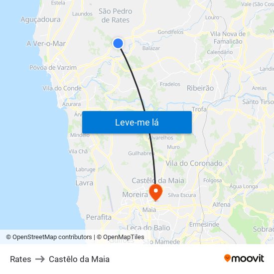 Rates to Castêlo da Maia map