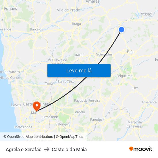 Agrela e Serafão to Castêlo da Maia map