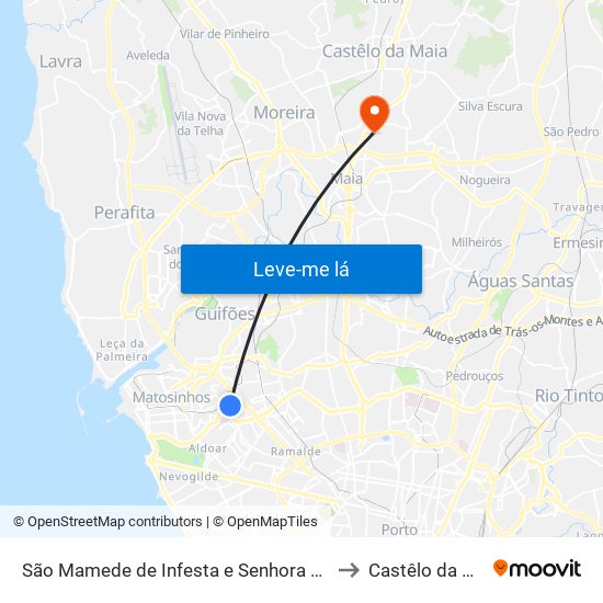 São Mamede de Infesta e Senhora da Hora to Castêlo da Maia map