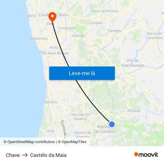 Chave to Castêlo da Maia map