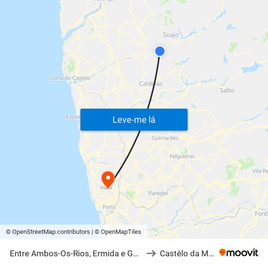 Entre Ambos-Os-Rios, Ermida e Germil to Castêlo da Maia map