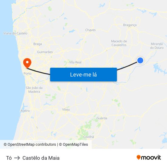 Tó to Castêlo da Maia map
