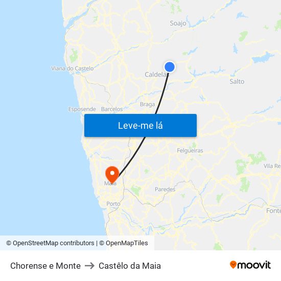 Chorense e Monte to Castêlo da Maia map