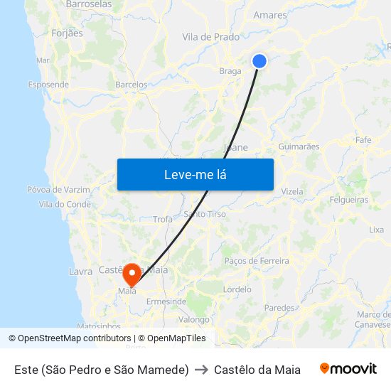 Este (São Pedro e São Mamede) to Castêlo da Maia map