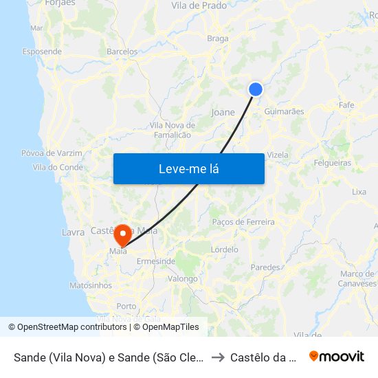 Sande (Vila Nova) e Sande (São Clemente) to Castêlo da Maia map