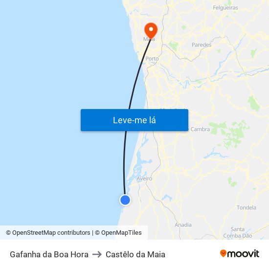 Gafanha da Boa Hora to Castêlo da Maia map