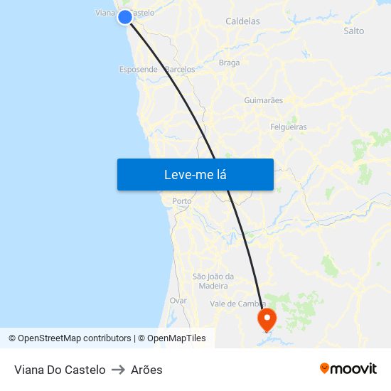 Viana Do Castelo to Arões map