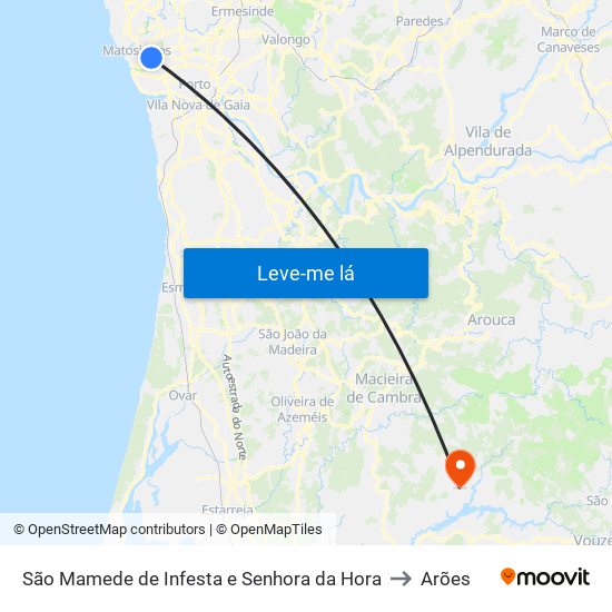 São Mamede de Infesta e Senhora da Hora to Arões map