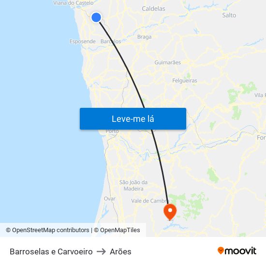 Barroselas e Carvoeiro to Arões map