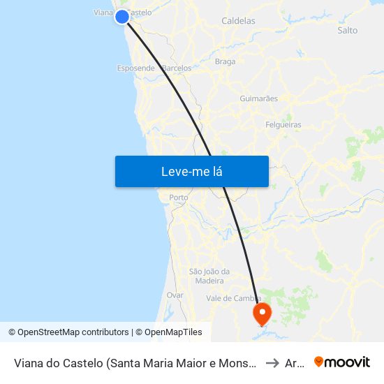 Viana do Castelo (Santa Maria Maior e Monserrate) e Meadela to Arões map