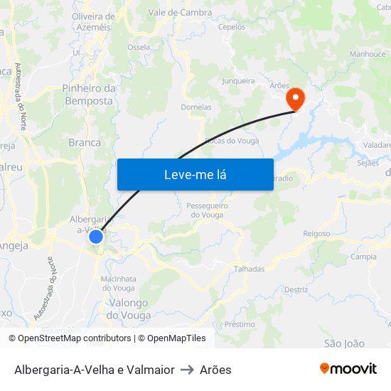 Albergaria-A-Velha e Valmaior to Arões map