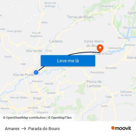 Amares to Parada do Bouro map