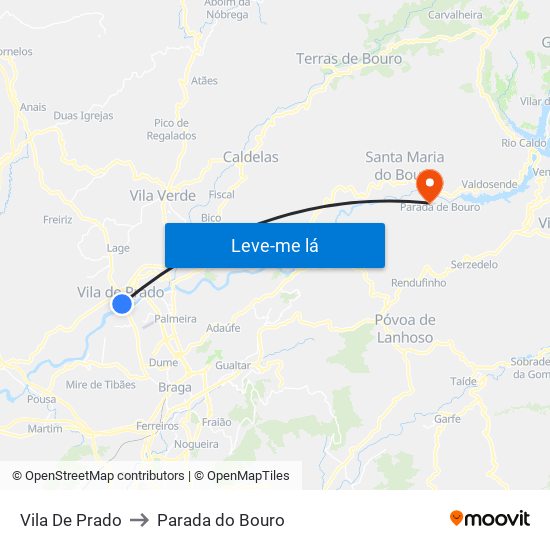 Vila De Prado to Parada do Bouro map
