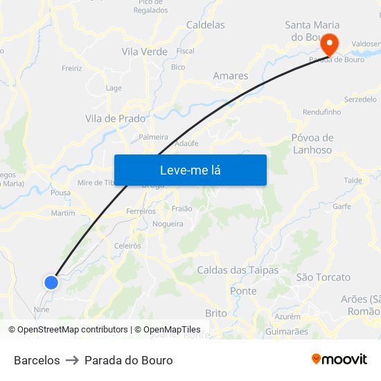 Barcelos to Parada do Bouro map