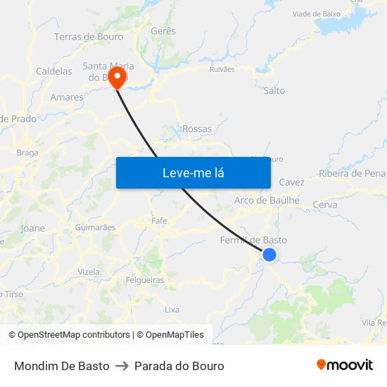 Mondim De Basto to Parada do Bouro map