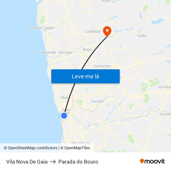 Vila Nova De Gaia to Parada do Bouro map