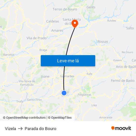Vizela to Parada do Bouro map