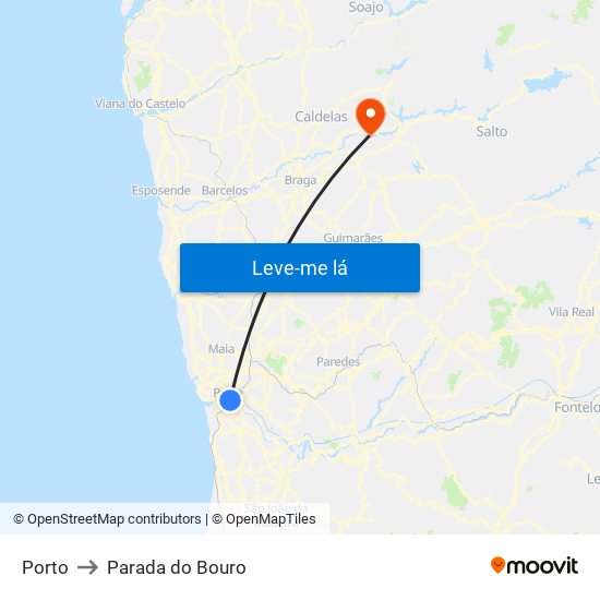 Porto to Parada do Bouro map