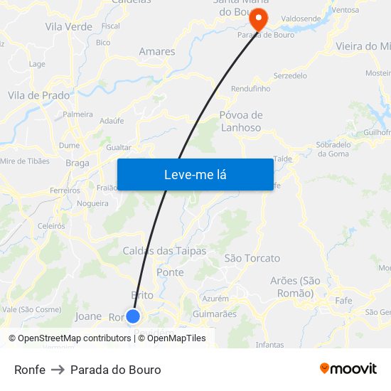 Ronfe to Parada do Bouro map