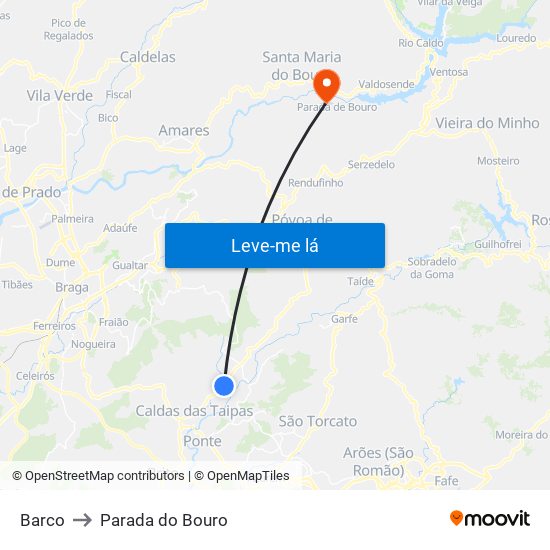Barco to Parada do Bouro map