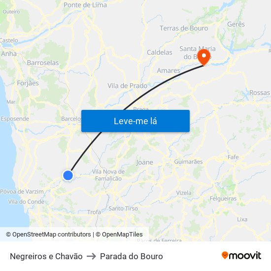 Negreiros e Chavão to Parada do Bouro map