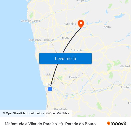 Mafamude e Vilar do Paraíso to Parada do Bouro map