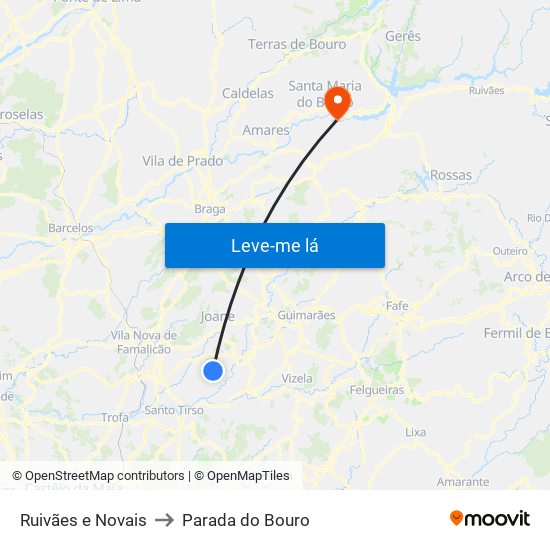 Ruivães e Novais to Parada do Bouro map
