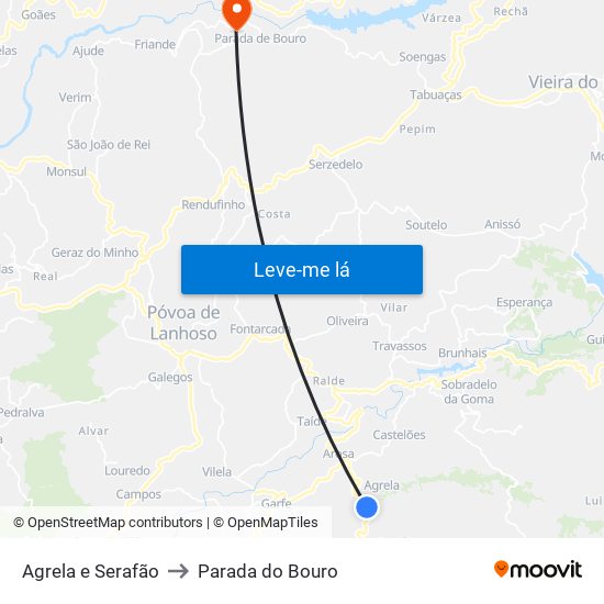 Agrela e Serafão to Parada do Bouro map