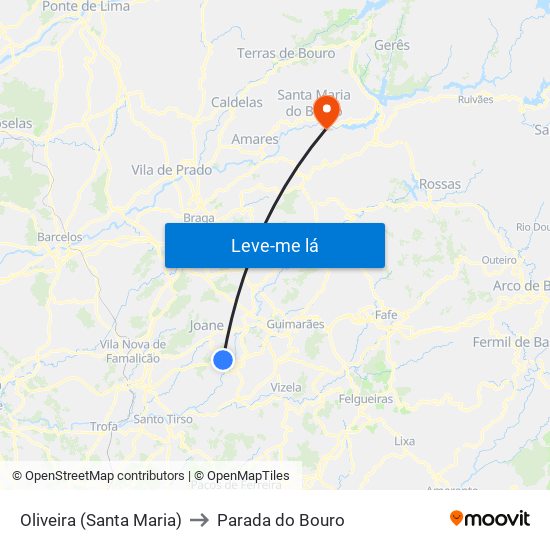 Oliveira (Santa Maria) to Parada do Bouro map