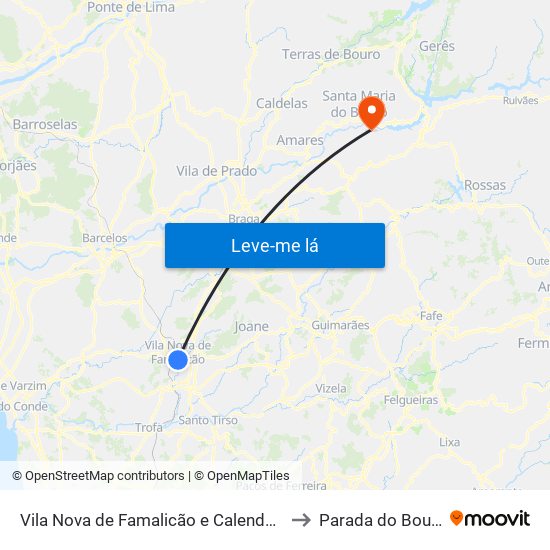 Vila Nova de Famalicão e Calendário to Parada do Bouro map