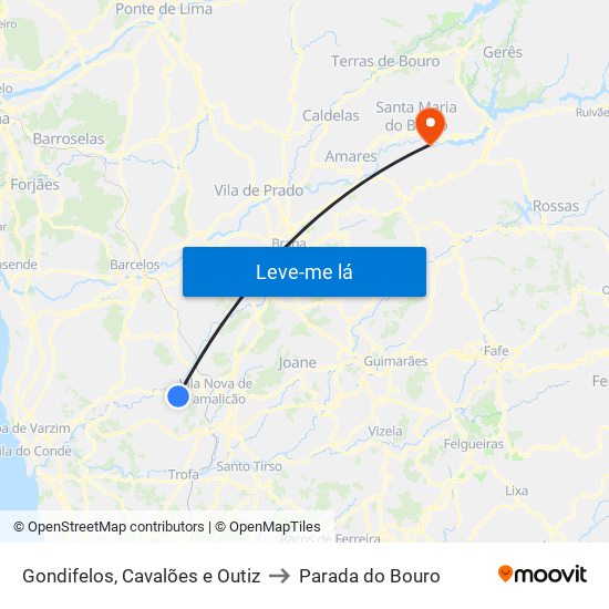 Gondifelos, Cavalões e Outiz to Parada do Bouro map