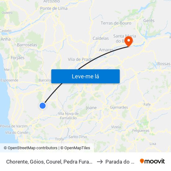 Chorente, Góios, Courel, Pedra Furada e Gueral to Parada do Bouro map