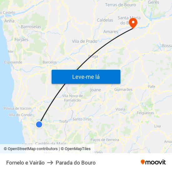 Fornelo e Vairão to Parada do Bouro map