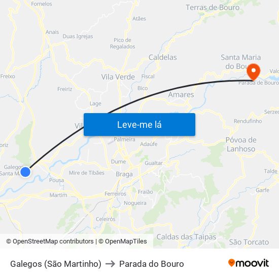 Galegos (São Martinho) to Parada do Bouro map