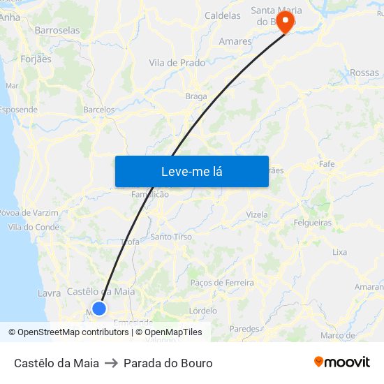 Castêlo da Maia to Parada do Bouro map