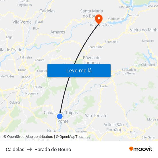 Caldelas to Parada do Bouro map