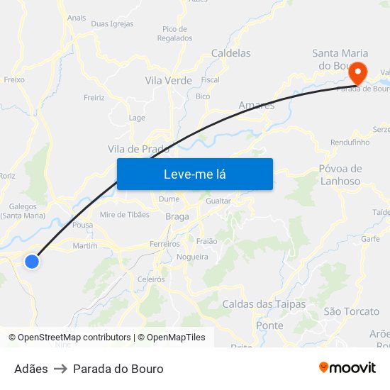 Adães to Parada do Bouro map