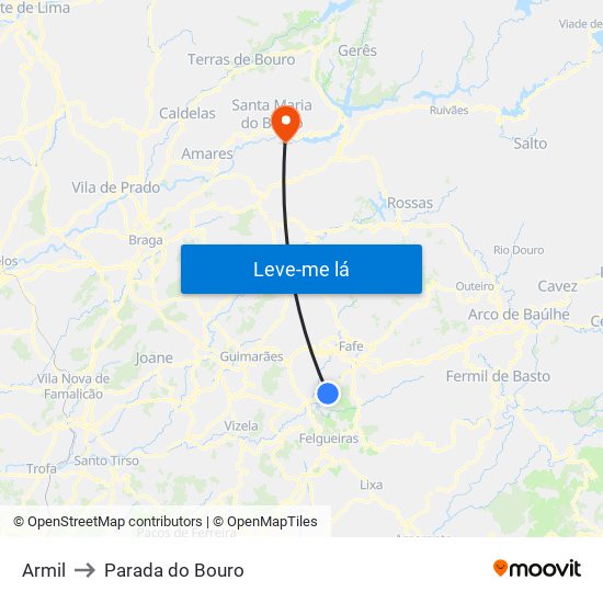 Armil to Parada do Bouro map