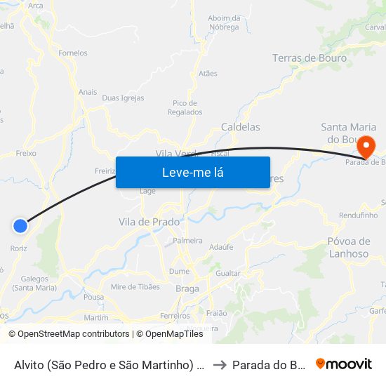 Alvito (São Pedro e São Martinho) e Couto to Parada do Bouro map