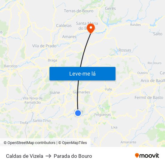 Caldas de Vizela to Parada do Bouro map