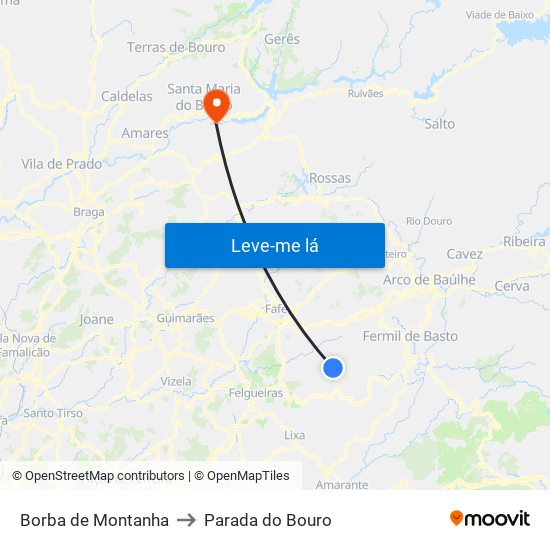 Borba de Montanha to Parada do Bouro map