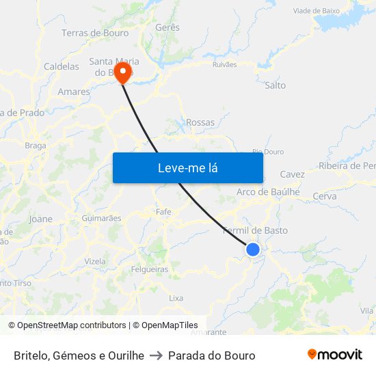 Britelo, Gémeos e Ourilhe to Parada do Bouro map