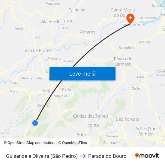 Guisande e Oliveira (São Pedro) to Parada do Bouro map