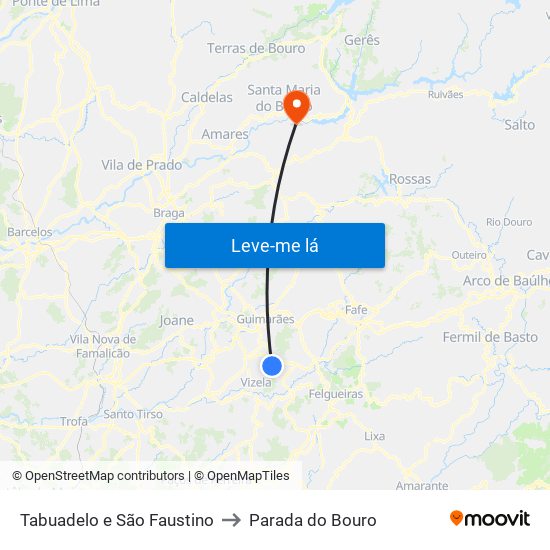 Tabuadelo e São Faustino to Parada do Bouro map