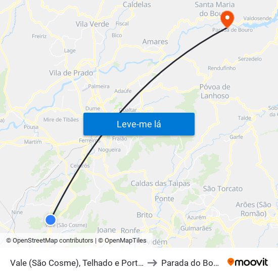 Vale (São Cosme), Telhado e Portela to Parada do Bouro map