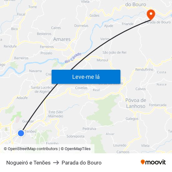 Nogueiró e Tenões to Parada do Bouro map