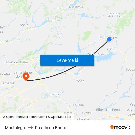 Montalegre to Parada do Bouro map
